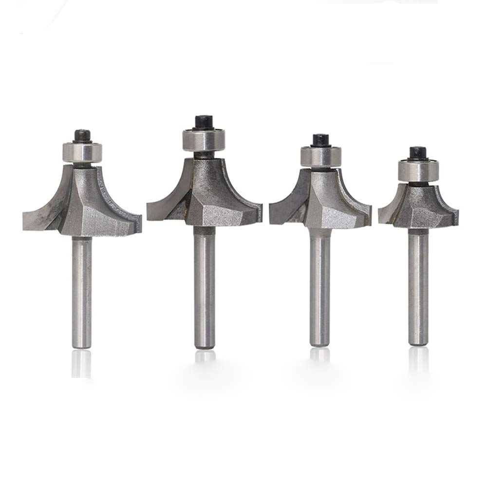Round Over Router Bits BE-TOOL 4pcs 1/4" Shank Corner Rounding Router Bit Bearing Rounding Router for Woodworking (1/4*1+1/4*7/8+1/4*3/4+1/4*3/8)