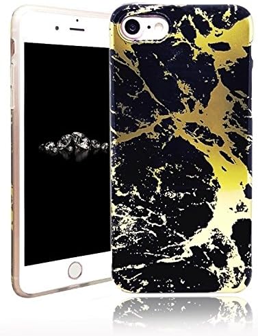 for iPhone 7 & iPhone 8 (4.7") Chrome Marble Pattern Case, Luxury Shiny Slim Protective Creative Design Soft Flexible TPU Case Cover (Bronzing Black)