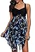 Yanekop Womens Swimdress 2 Piece Swimwear Print Tankini Top Set Swimsuit with Boyshort Bathing Suits