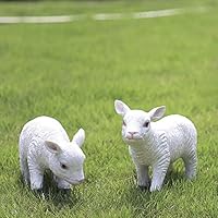 Liweibao-Home Garden Statue Simulation Sheep Decoration Ornament Resin Craft Animal Cute Zodiac Lamb Garden Decoration Sculpture Outdoor Lawn Yard Decor (Color : White, Size : 2PCSB)