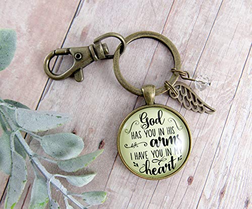 God Has You In His Arms Remembrance Keychain I Have You In My Heart Memorial Jewelry For Women Angel Wing Charm