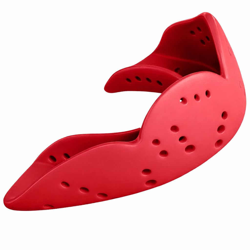 SISU Mouth Guard Aero - Intense Red - Ultra Slim Gumshield for Adults & Kids - Custom Fit Rugby Gum Shield- A Remouldable Sports Mouthguard for Boxing, MMA, Hockey - Small (Under 5' Tall)