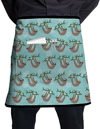 Unisex Three Toed Sloth Half Waist Apron With Pocket Kitchen Cooking Restaurant Half Bistro Aprons For Chef, Baker, Servers, Waitress, Waiter