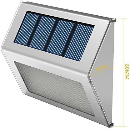 Solar Outdoor Stair Step Light Wireless Waterproof Light-Sensor Stainless Steel LED Lights for Patio, Deck, Yard, Garden, Driveway, Outside Wall (2pcs Pack)