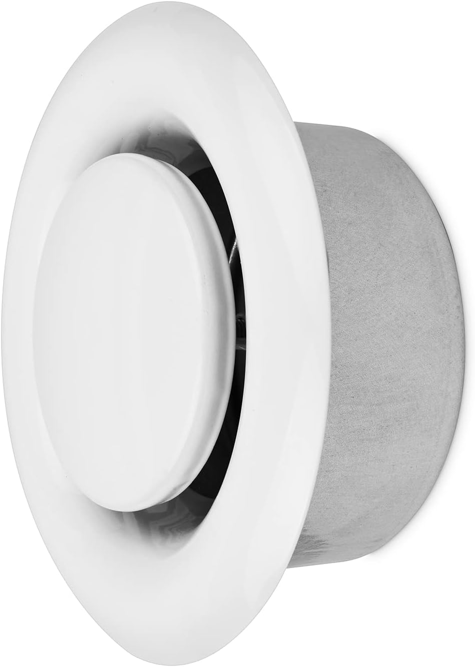Registers, Grilles & Vents - calimaero TVSA 4 Inch AC Vent Cover Round Adjustable Steel Air Vent Deflector Inline Bathroom Air Duct Vent Cover Grille Exhaust White RAL 9016 HVAC