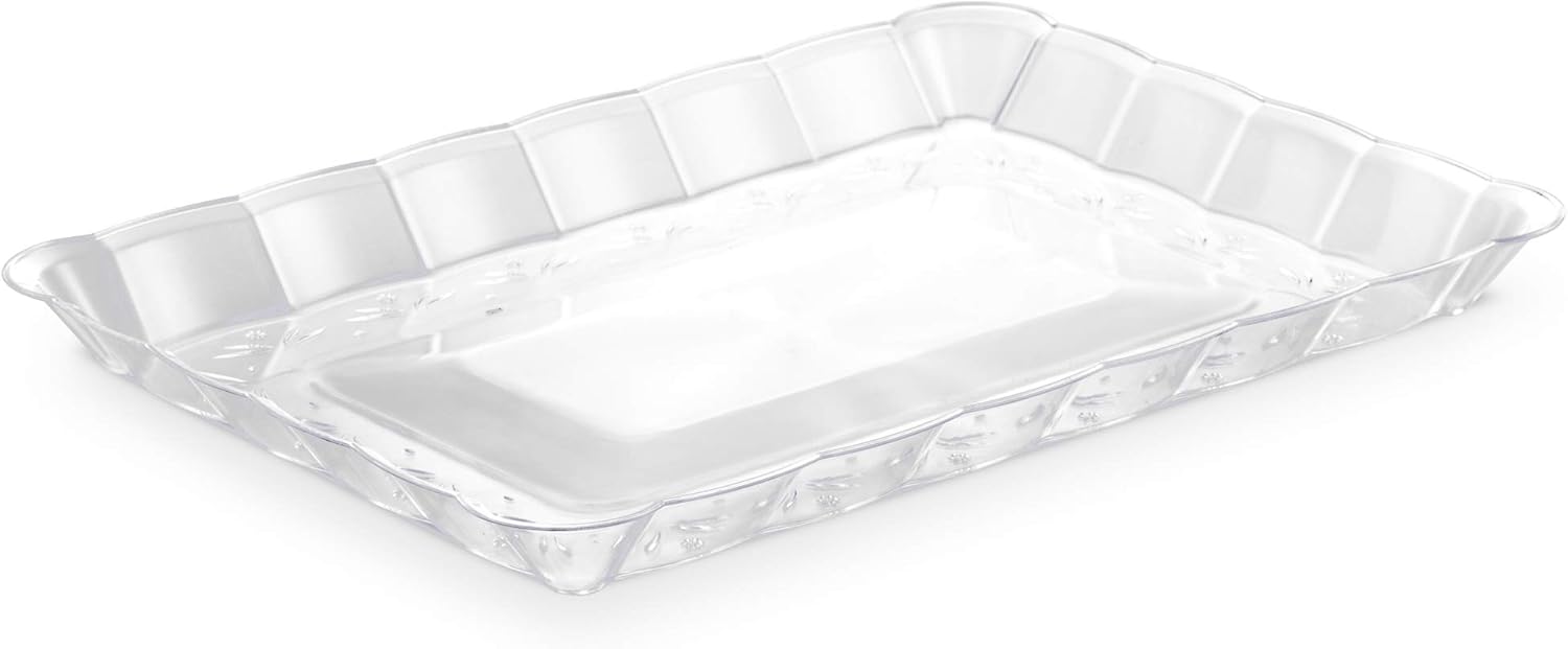  | Plasticpro Plastic Serving Trays - Serving Platters Rectangle 9X13 Disposable Party Dish Crystal Clear Pack of 4: Serving Trays
