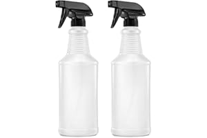Bar5F Chemical-Resistant Spray Bottle – BPA-Free, Durable, Adjustable Nozzle for Cleaning, Gardening, Hydrogen Peroxide, Rubbing Alcohol, Leak-Proof, Multipurpose (Black (2-Pack) 24-Ounce)