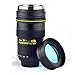 MANGO SPOT® Thermo Lens Cup with Stainless Steel Insulated Tumbler, 1:1 Nikon 24-70mm F2.8G Lens Imitation, 16oz, Black with Transparent Cover Lid
