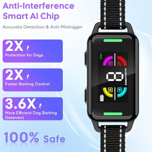 LYtech Dog Bark Collar, Anti-Bark and Anti Howling Collar for Dogs, 4 Vibration/Sound Modes, Waterproof IP67, Rechargeable Device to Stop Barking Large Medium Small