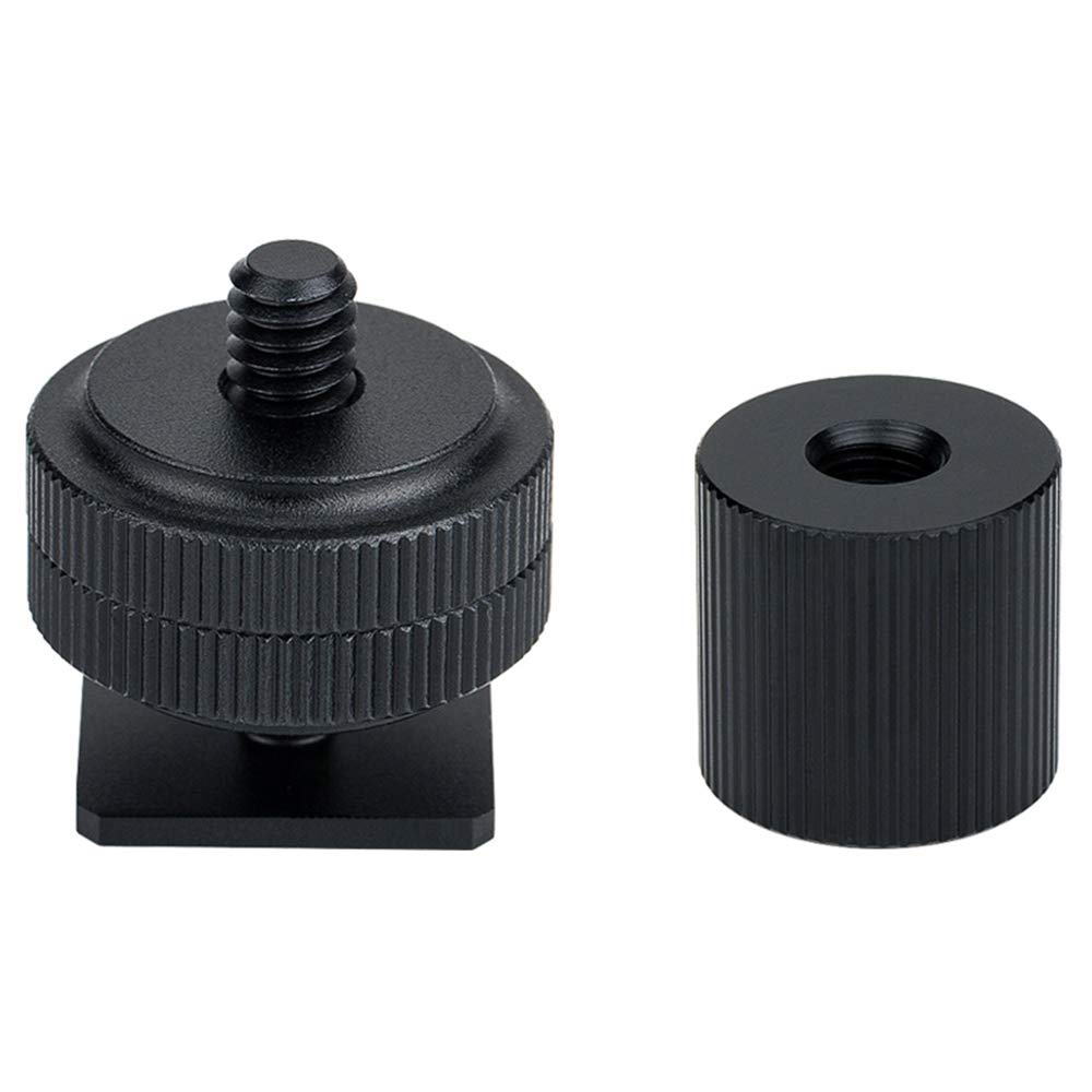 JJC Camera Hot Shoe Adapter - Cold Shoe Base with 1/4 Screw, Dual Locking Nuts + Barrel Nut Adapter Set for 1/4"-20 Male/Female Screw Device Light Flash Mic Tripod, for SmallRig Magic Arm 1498 1497