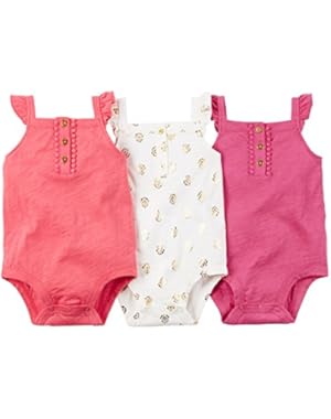 Carters Baby Clothing Outfit Girls 3-Pack Sleeveless Bodysuits Multi Pink Foil