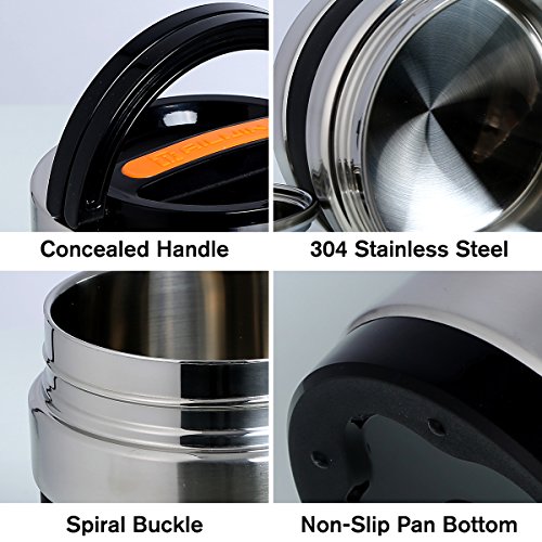 Vacuum Insulated Lunch Box Keep Food Warm Lunch Containers Stainless Steel Bento Box Thermal Insulating Food Carriers Leakproof Food Savors Heat Holding 8hr with Folding Spoon 3 Tiers - Thumbnail 4
