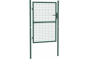 vidaXL Wire Mesh Fence Gate, Garden Gate for Entryway, Patio, Yard, Heavy-Duty Steel, Easy In-Ground Installation, Anti-Rust, Lockable, 3.3ft W x 5.7ft H Green