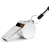 Golvery Metal Whistle, Stainless Steel Sports Whistles with Lanyard | Loud Crisp Sound Whistle for Coaches, Referees, Sports, Outdoor, Lifeguard Protection, and Officials