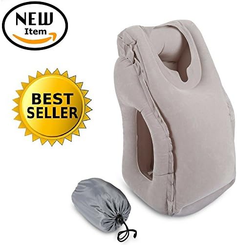 Air Pillow Luxury Travel Pillow Quick Easy Inflatable Comfortable Airplane Cushion (Grey)