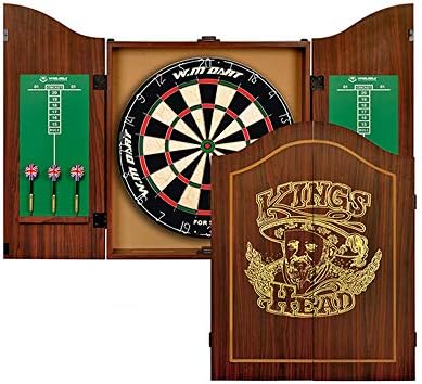 プロフェッショナルダーツキャビネットセット サイザル繊維製ダーツボード ドライイレーズスコアボードおよびアウトチャート 流行 マホガニー仕上げデザイン 6スチールチップダーツ無料