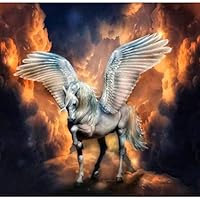 SAROW 5D Full Drill Diamond Painting Kit, DIY Diamond Rhinestone Painting Kits for Adults Embroidery Arts Home Decor Pegasus Fire 11.8x11.8in 1 Pack