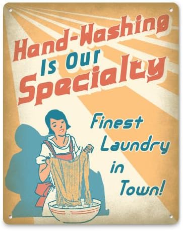 New Retro Signworks Laundry Room Sign - Hand Washing Metal Laundry Decor Only Made in The USA