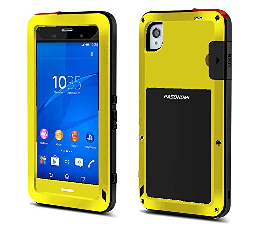 Sony Xperia Z3 Waterproof Case, PasonomiÂ® [Heavy Duty] Full-body Aluminum Hard Metal Corning Gorilla Glass Dustproof Shockproof Water Resistant Protective Case for Sony Xperia Z3 (Yellow)