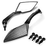 2x Black Aluminum Carbon Style Diamond Blade Design 8mm 10mm Rearview Side Mirror For Cruiser Bike Harley Softail
