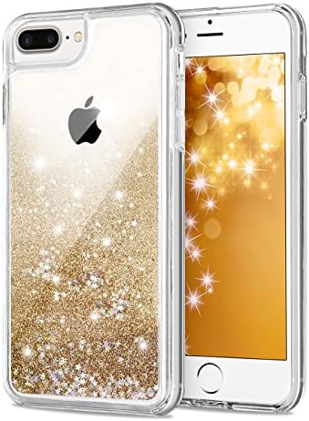 iPhone 7 Plus Case, Aemotoy Funny Glitter Quicksand Dynamic Flowing Floating Liquid Bling Sparkle Hard PC with Soft TPU Bumper Cover Case for Apple iPhone 6 plus /6s Plus/7 Plus/8 Plus 5.5" -Champagne