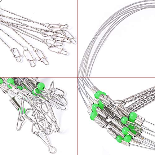 SETLUX Wire Trace Leader Rig Stainless Steel 10x 2 Arms Fishing Rigs Tackle Lure Swivel Snaps Beads - Thumbnail 6