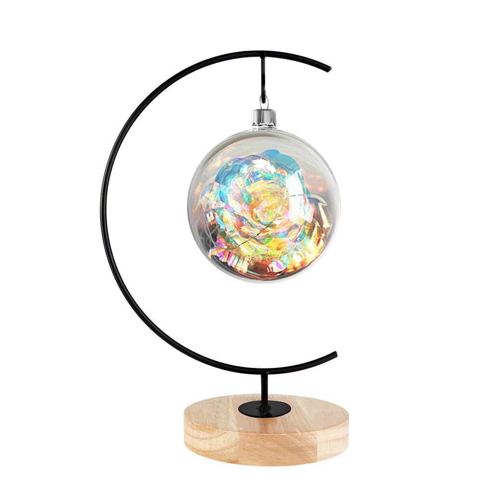 Fosinz Ornament Display Stand Wood Iron Hanging Stand Holder Hooks for Hanging Glass Globe Air Terrarium Ball Christmas Ornament Home Wedding Decoration