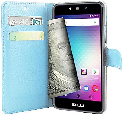LIZAIDA MENENDEZ LIQING BLU Studio Selfie 3 Case [Flip Cover Case PU Leather Wallet Case With Stand For BLU Studio Selfie 3] [BLU Studio Selfie 3 View window ID Card Slot Prective Case] (Blue)