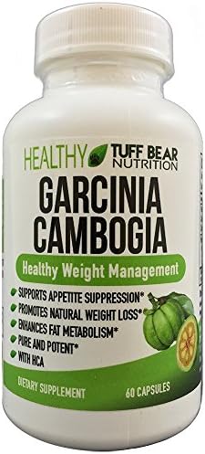 Garcinia Cambogia HCA Supplements, 1000mg 60 Veggie Capsules - BEST Pure Garcinia Cambogia with HCA, Garcinia Cambogia Capsules for Weight Loss, Appetite Suppressant and Fat Burner by TUFF BEAR