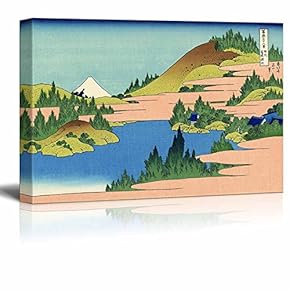 Canvas Wll Art - The Lake of Hakone in Sagami Province by Japanese Artist Hokusai - Thirty-six Views of Mount Fuji Series - Giclee Print and Stretched Ready to Hang - 12"x18"