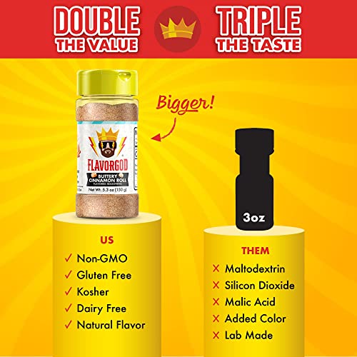 Flavor God Buttery Cinnamon Roll Seasoning Topper Mix, Natural Healthy Blend For Chocolate