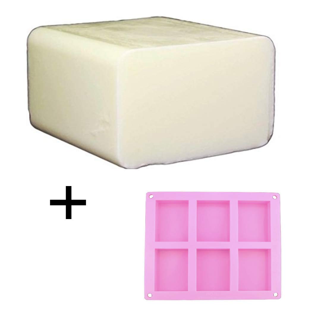 Goats Milk 2lb Soap Base with 6 Cavity Silicone Soap Mold Melt and Pour