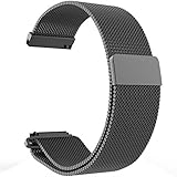ECSEM Replacement Metal Bands Watch Straps - Choice of Color & Width (22mm) - Premium Strong Milanese Loop Watch Bands, (Magnetic)-Black