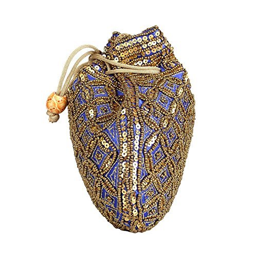 sndia indian ethnic embroidered bridal party handbag potli purse - purple