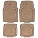 MotorTrend FlexTough Tortoise - Heavy Duty Rubber Floor Mats for All Weather Protection - Deep Dish (Beige)