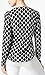 Womens Gold Zip-Pocket Shirt Blouse,Classy Black White Geo Print Long Work Top