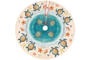 LUMANSITTER Sea Turtle Beach Starfish Ocean Coastal Funny 36 Inch Christmas Tree Skirt Carpet Mat Funny Party Decor Supplies for Xmas Halloween Decorations Occasion Ornament