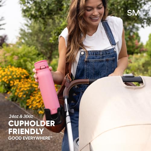 Simple Modern Mesa Loop Water Bottle with Straw | Insulated Stainless Steel Bottles Compatible with Cup Holders for Travel, Sports and School| 990ml | Midnight Black