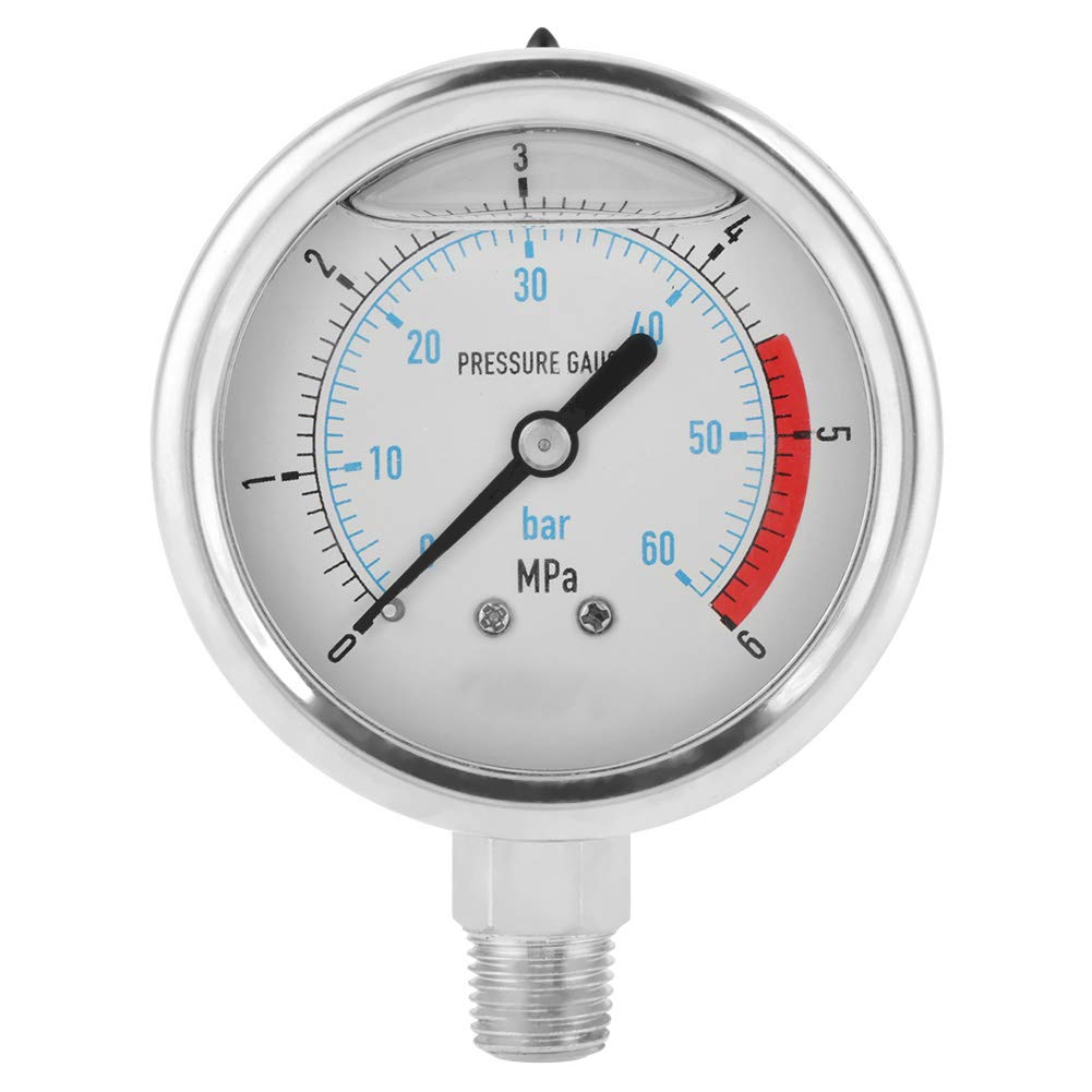 Pressure Gauge, 060Bar 06Mpa 1/4" NPT 60mm Dial Air Hydraulic Water