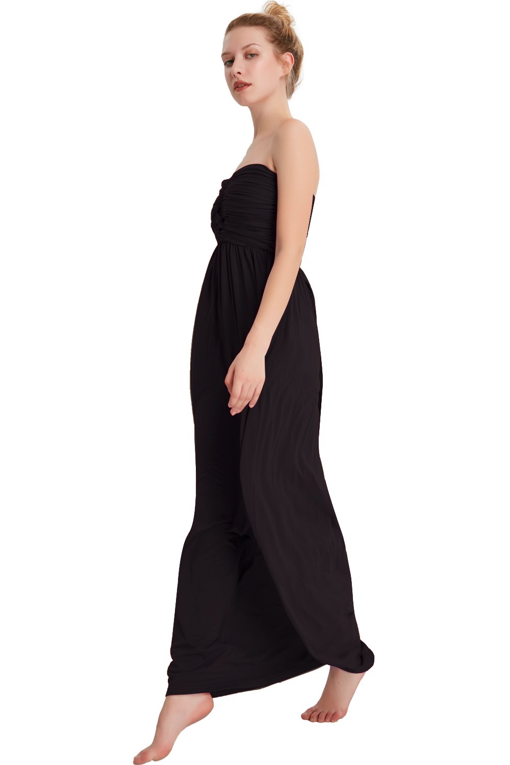 Jane Chen\'s Women\'s Summer Strapless Maxi Dresses Off The Shoulder Party Dress (Black, X-Large)