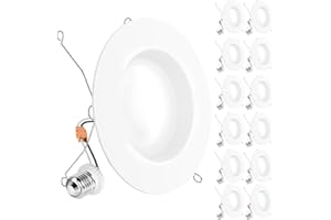 SUNCO LIGHTING Sunco 12 Pack 6 Inch LED Can Lights, Retrofit Recessed Lighting, Smooth Trim, 965 LM, 13W (75W Equivalent), 3000K Warm White, Dimmable, Damp Rated UL.