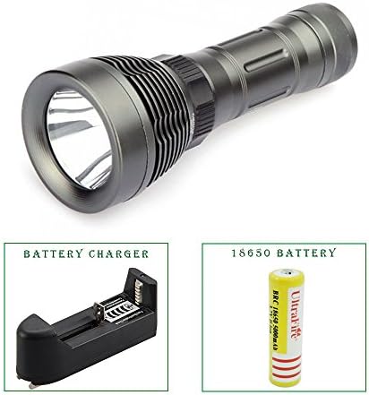 PFSN LED Dive Light Rechargeable Professional Mini Scuba Diving Flashlight Underwater 80 Meters Waterproof XM-T6 3000 Lumens Snorkeling Tactical Lights Safety Torch for Outdoor Under Water Sports
