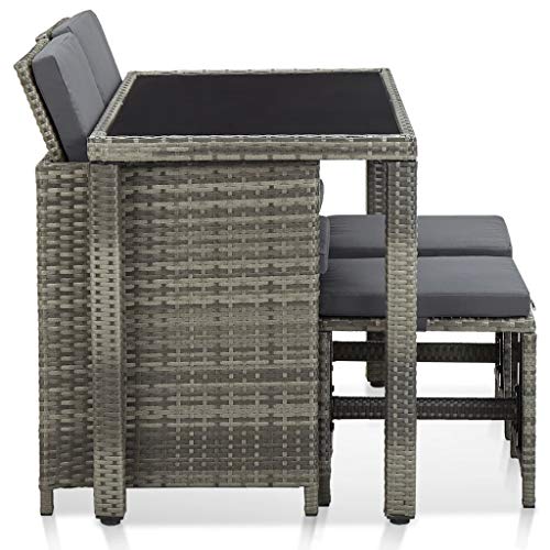 vidaXL Gartenmöbel 5-TLG. mit Auflagen Sitzgarnitur Gartengarnitur Gartenset Sitzgruppe Lounge Rattanmöbel Tisch Stuhl… – Bild 5
