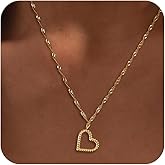 ASCOMY Dainty Gold Necklace for Women 14K Gold Plated Necklaces for Her Delicate Love Heart Necklace Heart Pendant Necklace Cute Necklaces Festival Jewelry Gift for Women