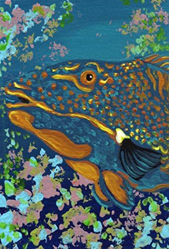 ACEO ATC Original Miniature Painting Parrot Fish MarineWildlife Art-free shipping-Carla Smale