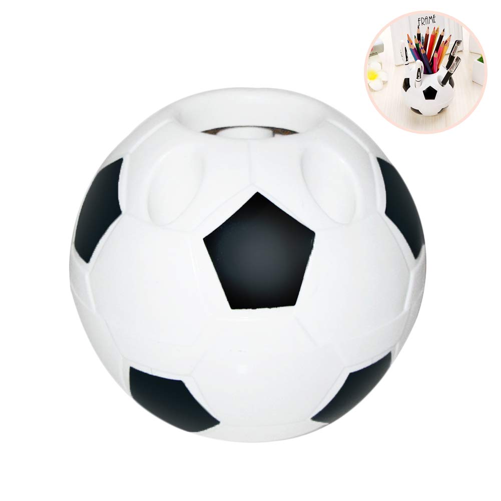 EisEyen Sporty Pencil Holder, Multifunctional Pen Box, Football Design, Black, 10.5cm x 10.5cm x 10.5cm