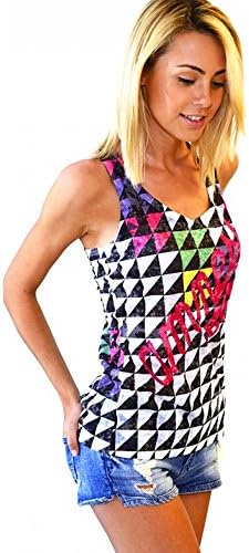 Amnesia Ibiza: Geo Print Women's Sheer Racerback Vest - Black, L - Large