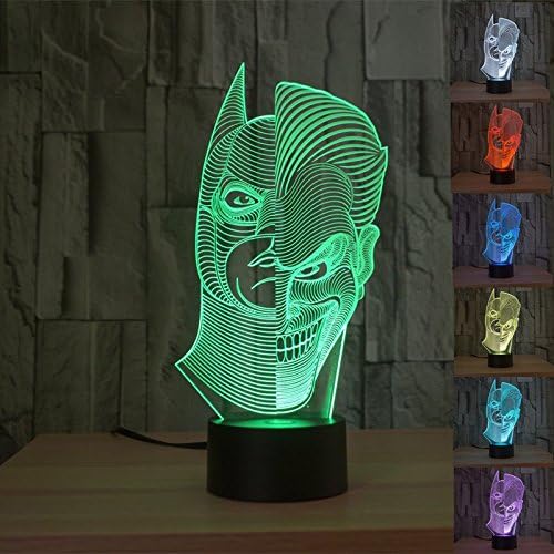 Safrone 3D Optical Illusion Led Night Desk Lamp 7 Colors Changing Touch Button with USB Power Adapter (The Double-faced Man)