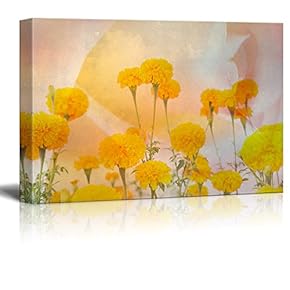 Canvas Print Wall Art - Yellow Marigold Flowers - Gallery Wrap Modern Home Art | Ready to Hang - 12x18 inches
