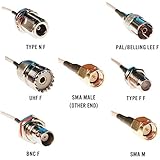 RTL-SDR Blog SMA Male to SMA M, BNC F, Type N F, Type F F, UHF F, PAL F RG316 20cm Pigtail Adapters Bundle